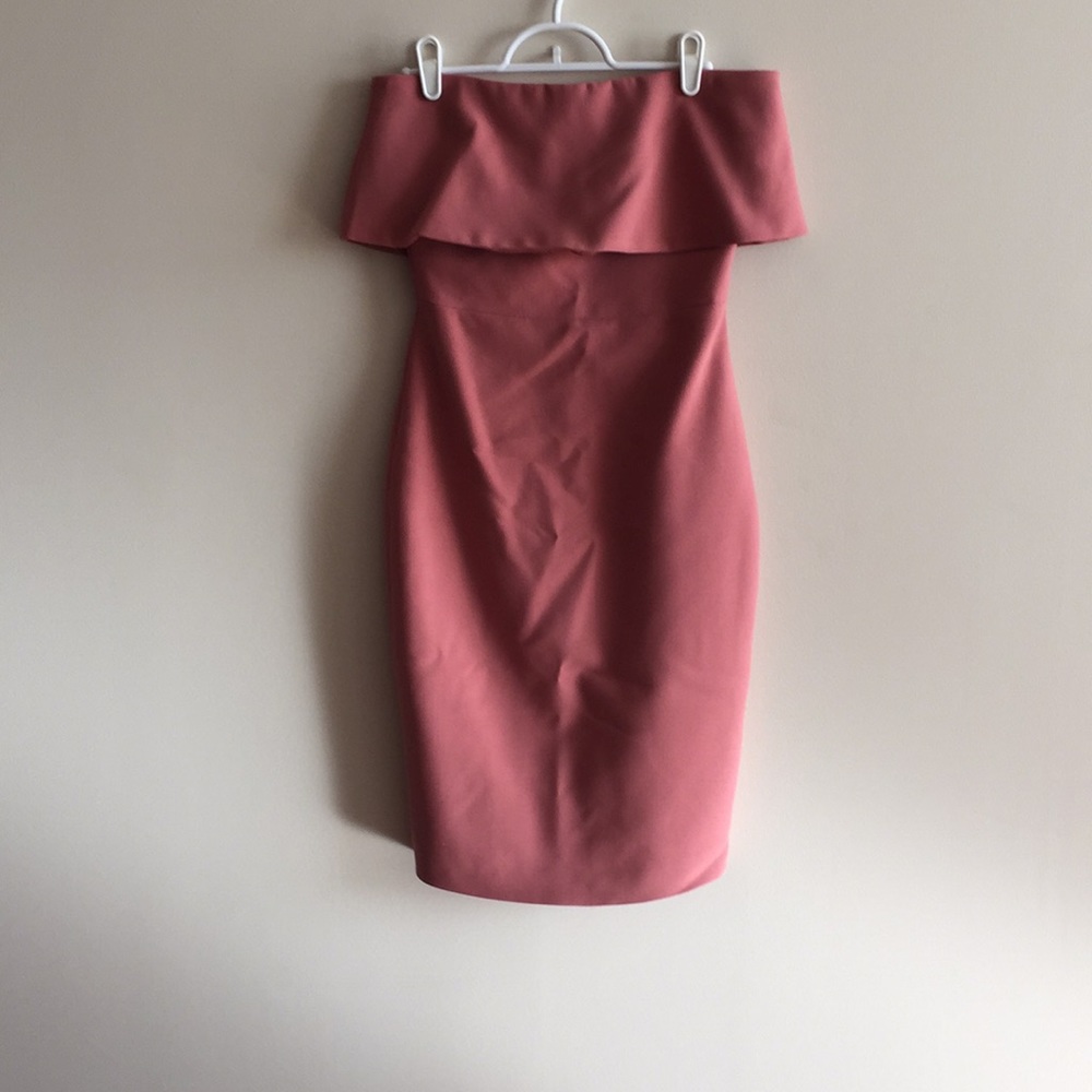 Elizabeth & James off the shoulder pink dress